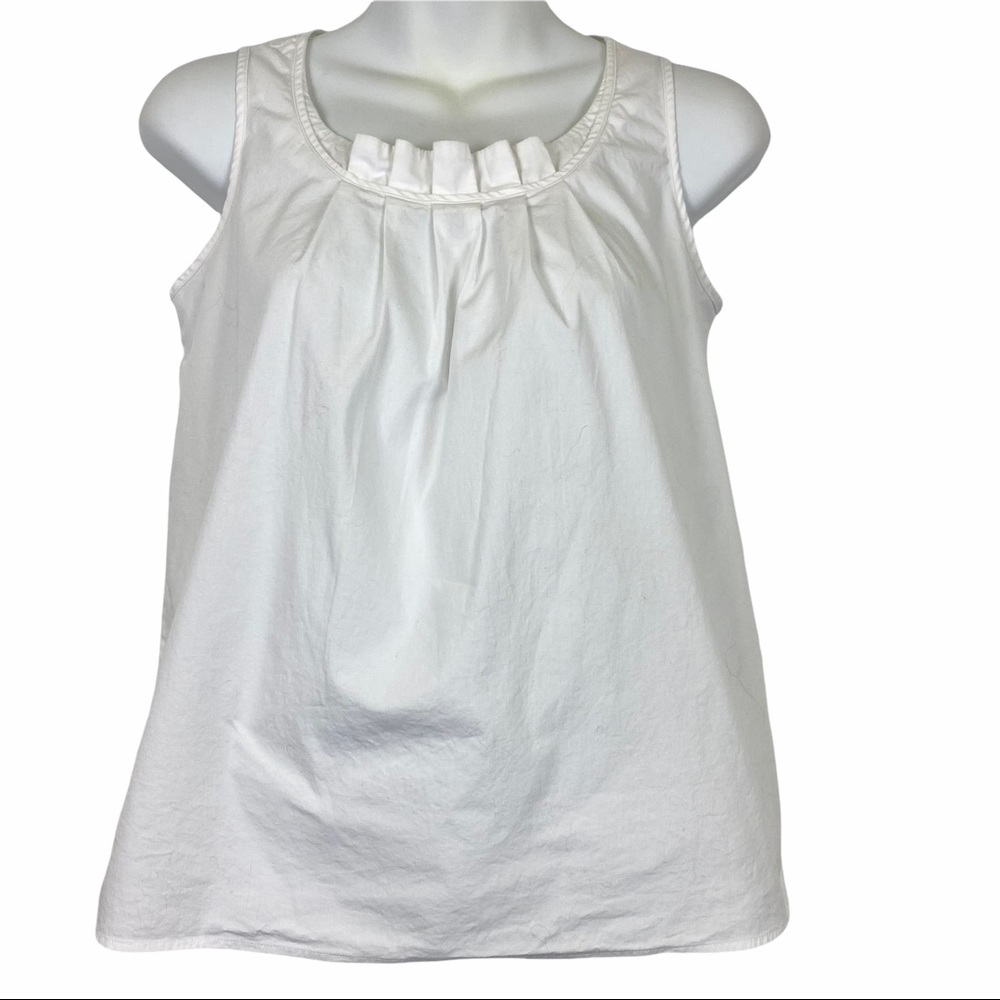 TALBOTS White Sleeveless Pleated Neckline Top